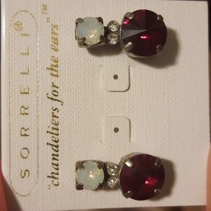 Vintage Sorrelli Crystal Chandelier Earrings - Garnet, Opal, CZ - Never Worn!